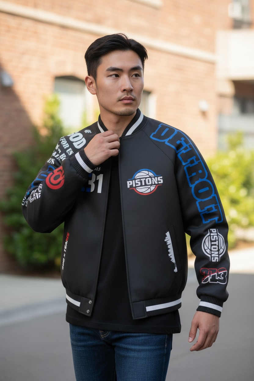 GOD x Teams Detroit Pistons Varsity Edition Jacket