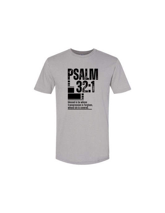 PSALM 32:1 LARGE SCRIPTURE T-SHIRT "BLACK LOGO"