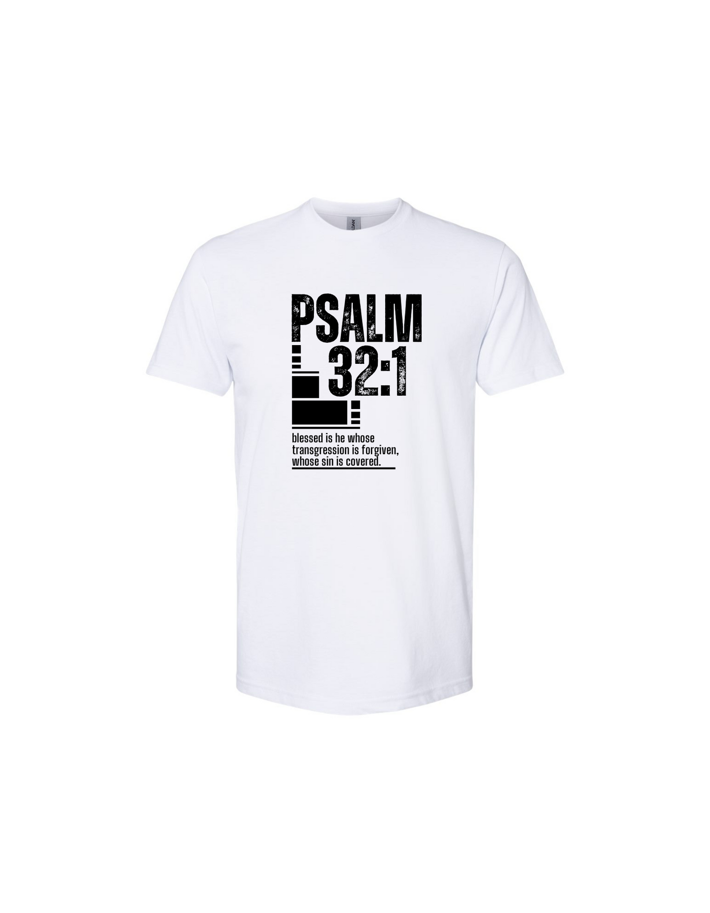 PSALM 32:1 LARGE SCRIPTURE T-SHIRT "BLACK LOGO"