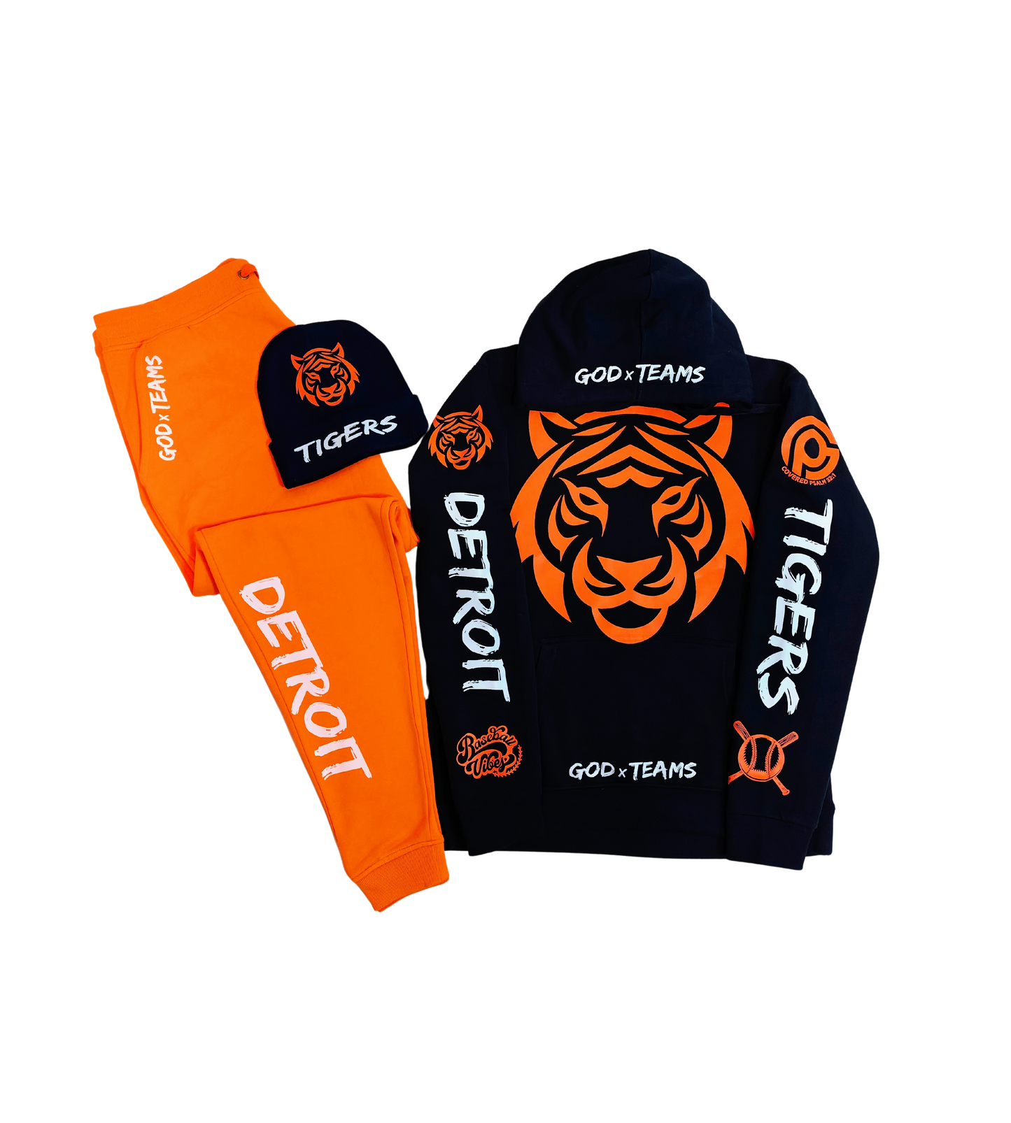 GODxTEAMS DETROIT TIGERS "HOODIE, JOGGERS, and BEANIE" BUNDLE SET