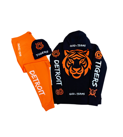 GODxTEAMS DETROIT TIGERS "HOODIE, JOGGERS, and BEANIE" BUNDLE SET