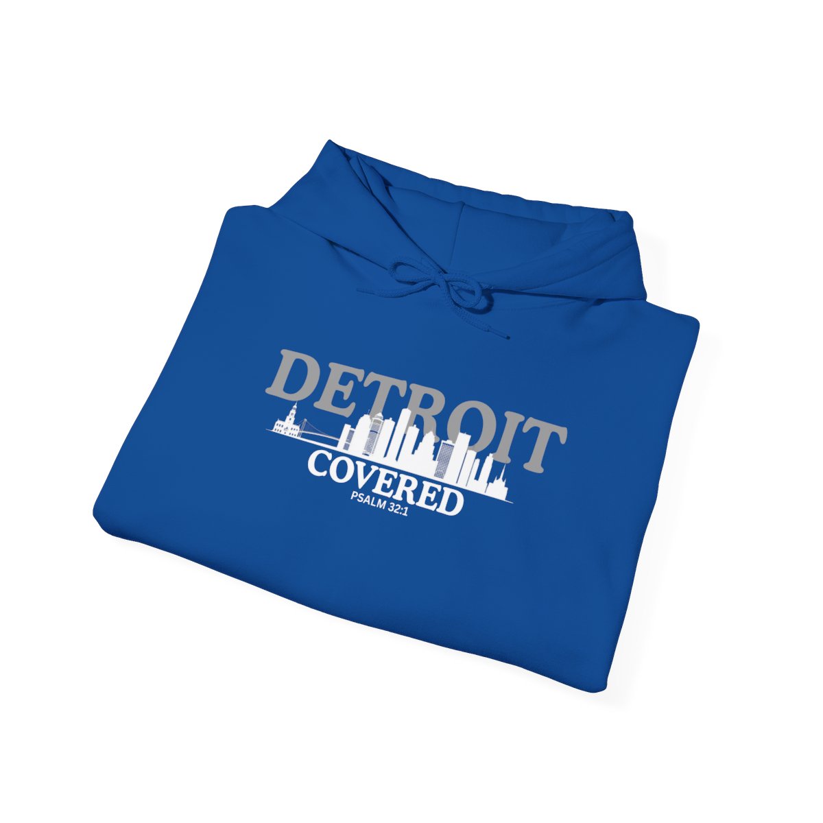 Detroit Skyline COVERED Psalm 32:1 HOODIE