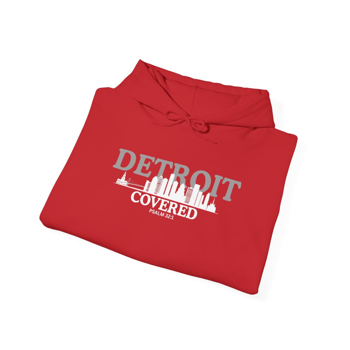 Detroit Skyline COVERED Psalm 32:1 HOODIE