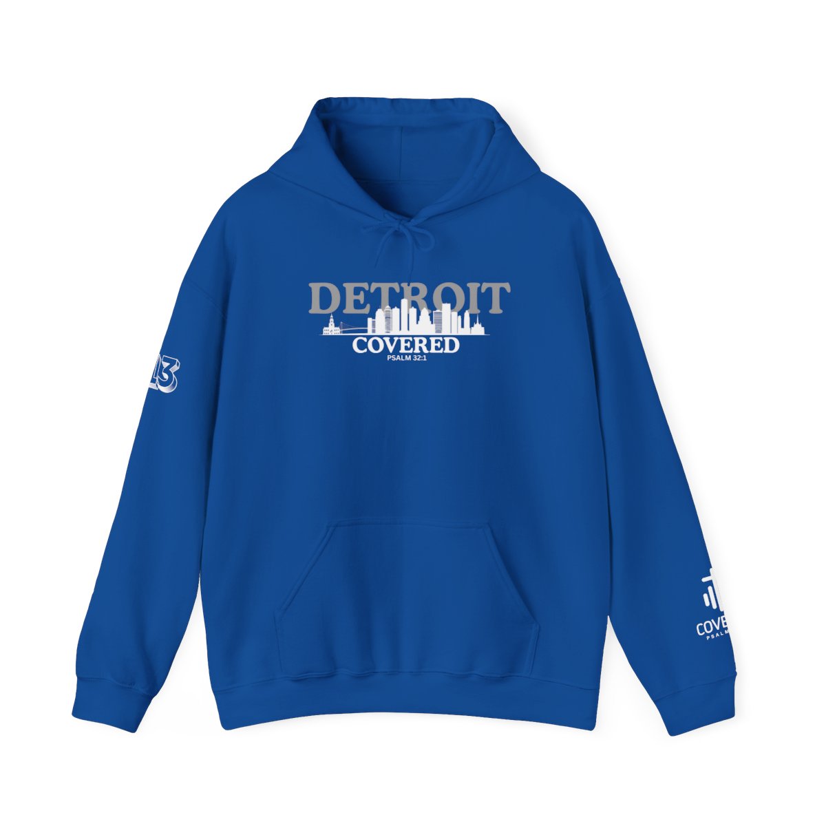 Detroit Skyline COVERED Psalm 32:1 HOODIE