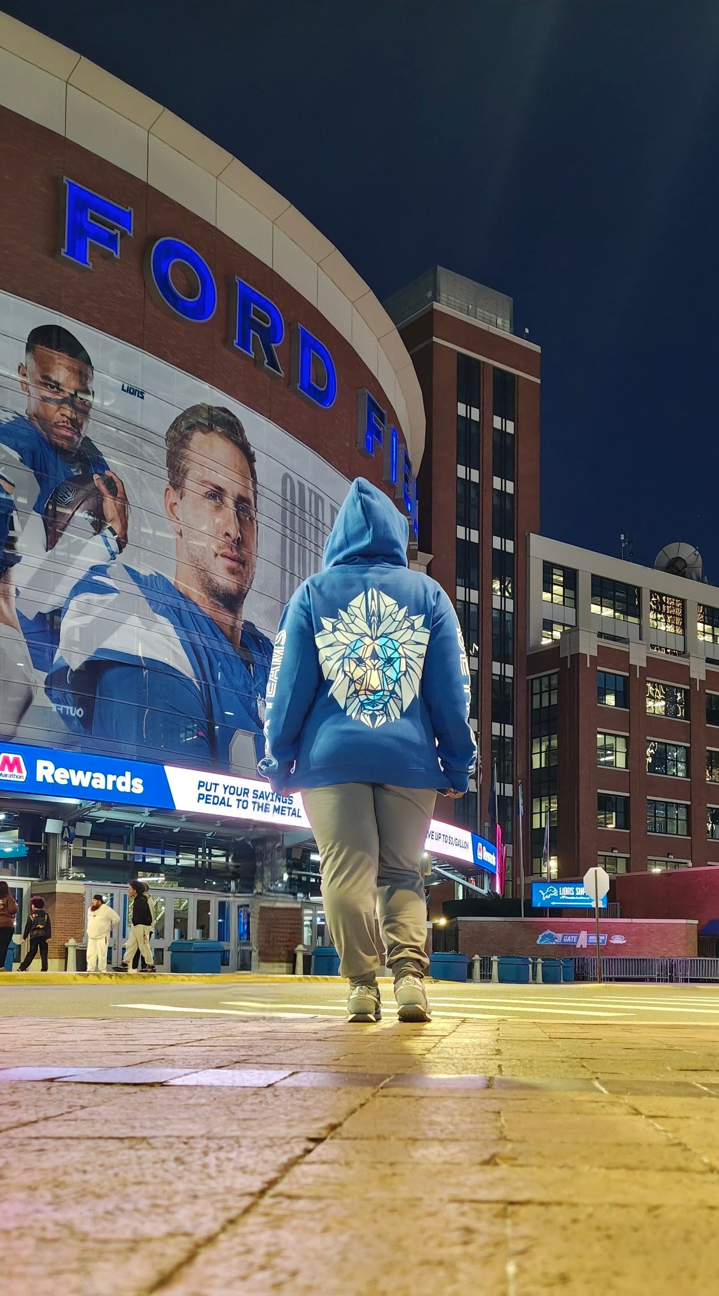GOD x Teams Detroit Lions Silver Metallic Premium Hoodie