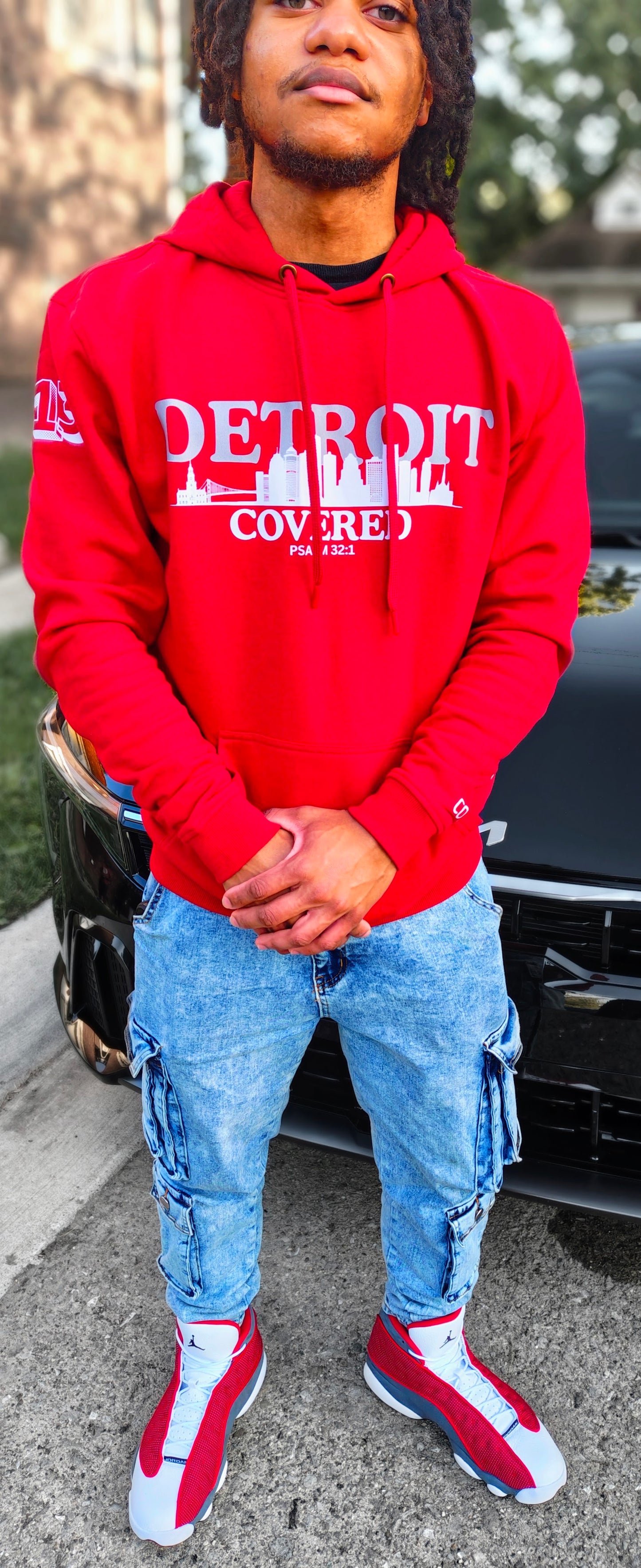 Detroit Skyline COVERED Psalm 32:1 HOODIE