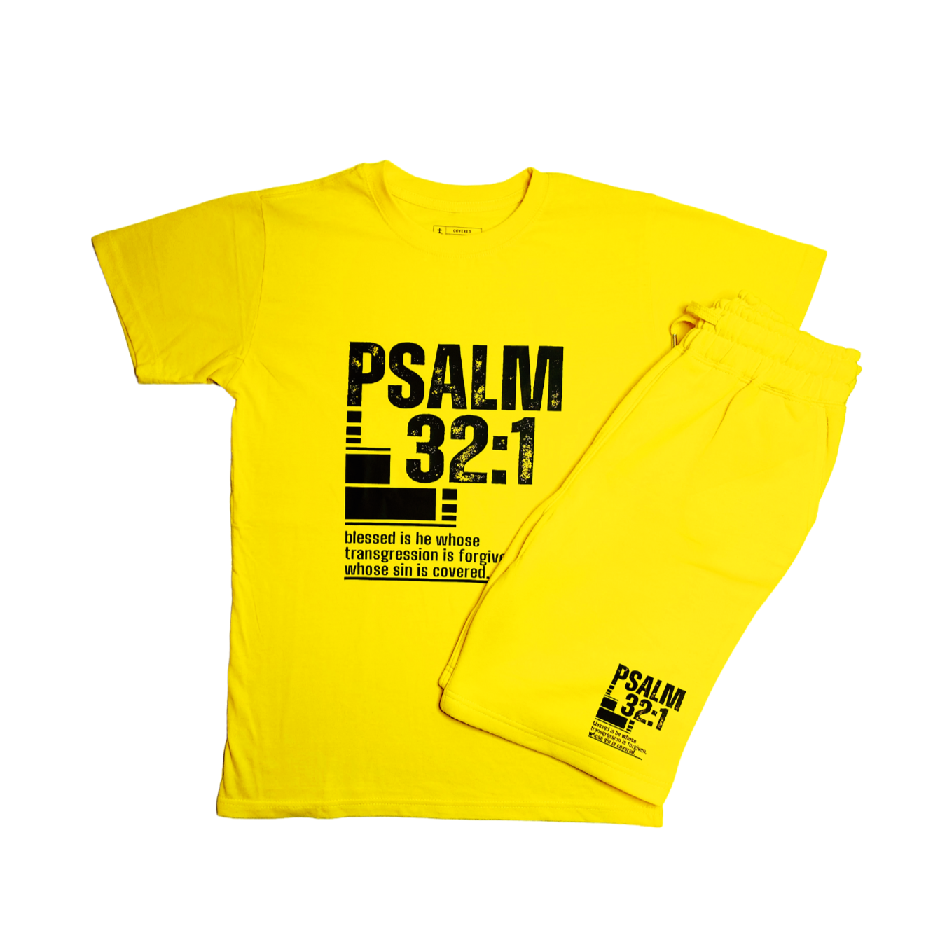 KIDS PSALM 32:1 LARGE SCRIPTURE LOGO SHORT SET