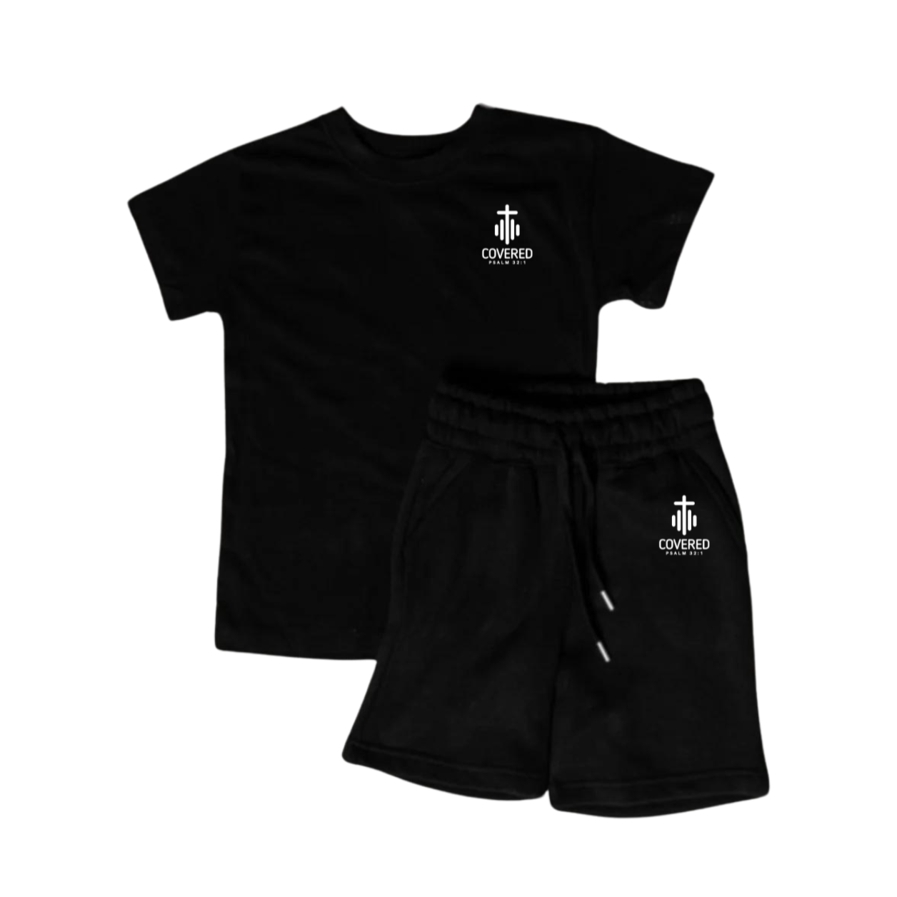 KIDS COVERED PSALM 32:1 CLASSIC LOGO SHORT SET