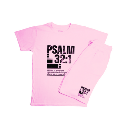 KIDS PSALM 32:1 LARGE SCRIPTURE LOGO SHORT SET