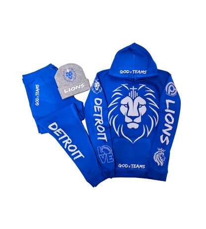 GODxTEAMS DETROIT LIONS "HOODIE, JOGGERS, and BEANIE" BUNDLE SET