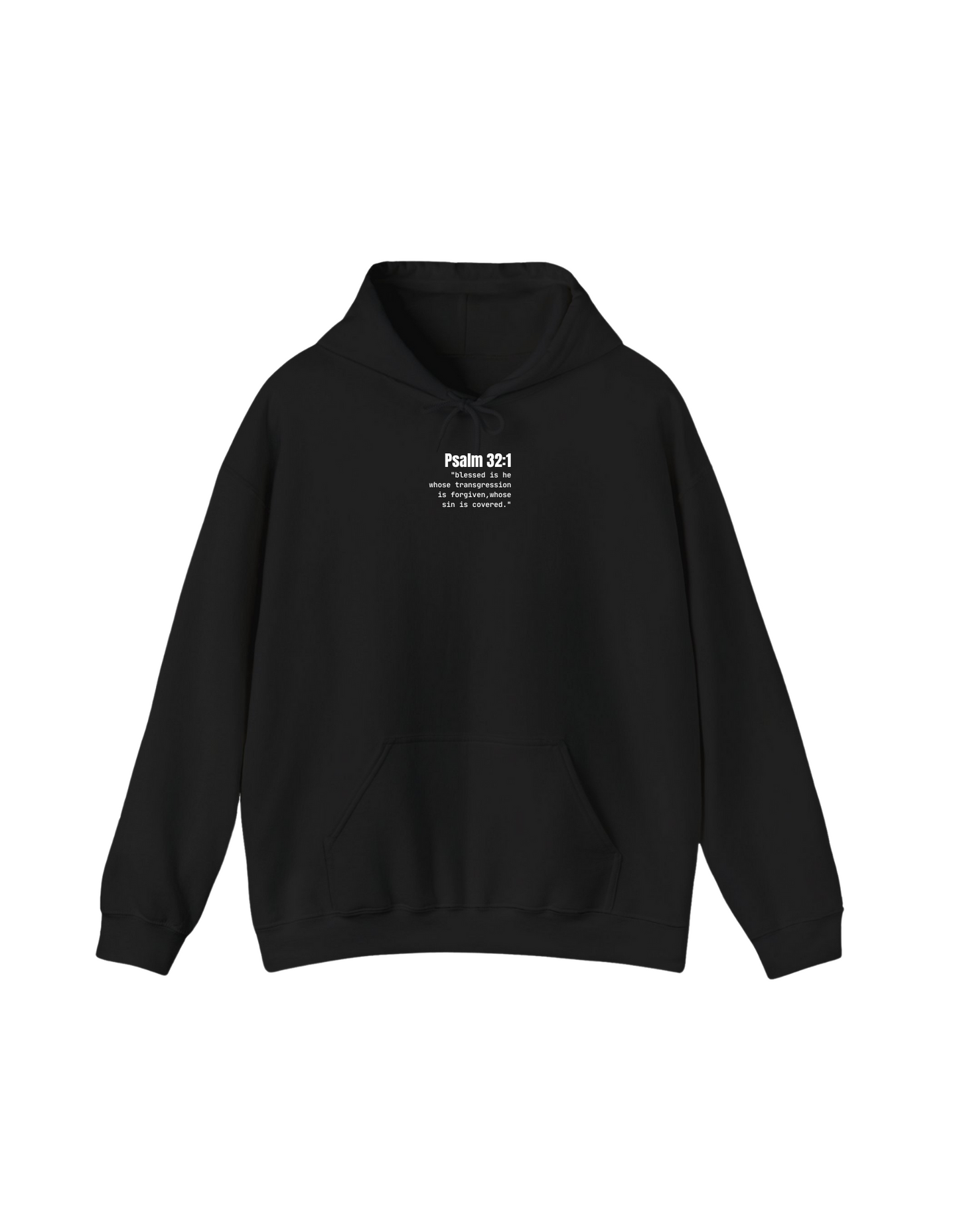 COVERED PSALM 32:1 TYPEWRITER SCRIPTURE HOODIE