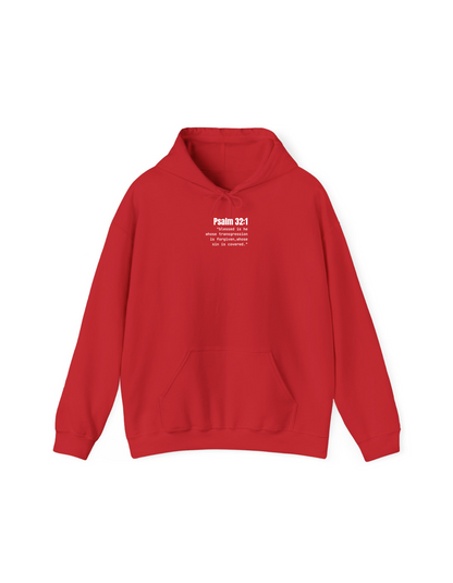 COVERED PSALM 32:1 TYPEWRITER SCRIPTURE HOODIE