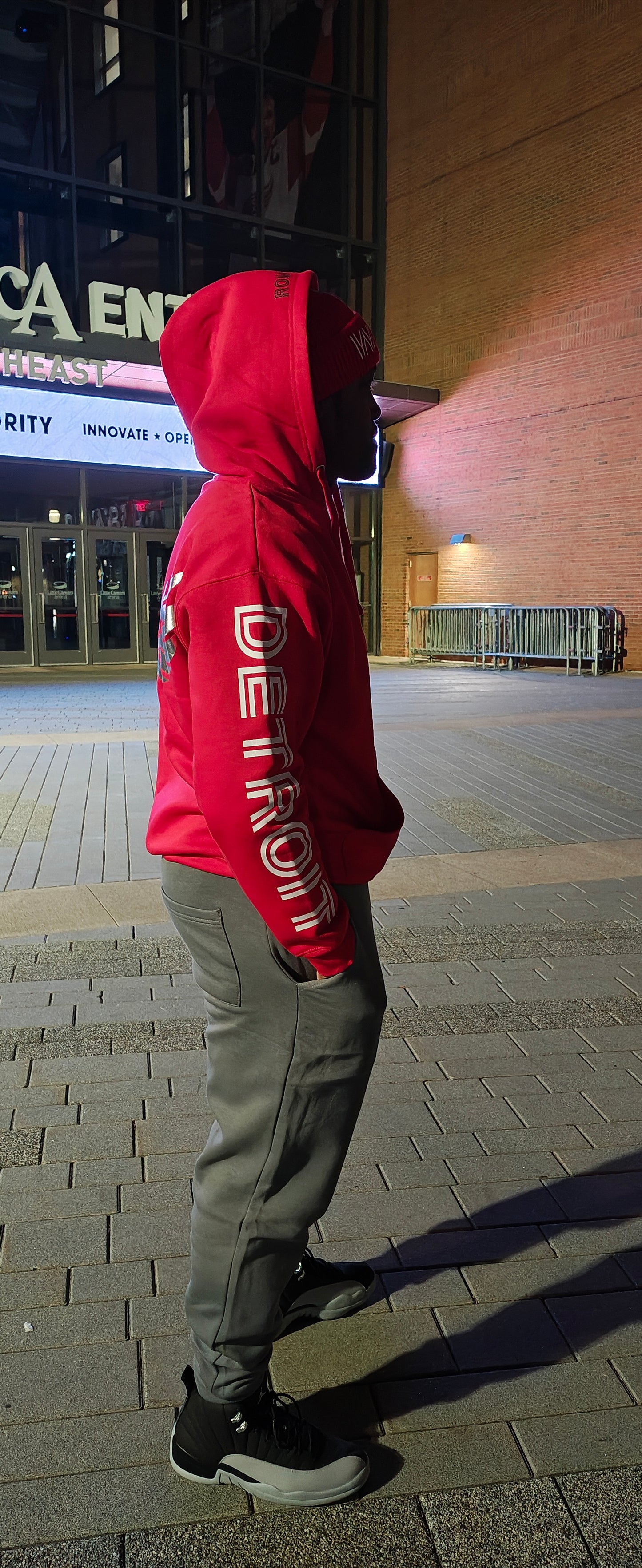 GOD x Teams Detroit Red Wings Silver Metallic Premium Hoodie