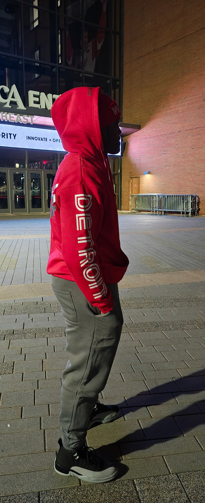 GOD x Teams Detroit Red Wings Silver Metallic Premium Hoodie