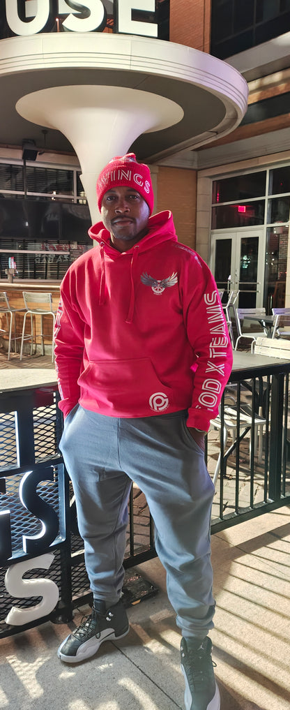 GOD x Teams Detroit Red Wings Silver Metallic Premium Hoodie
