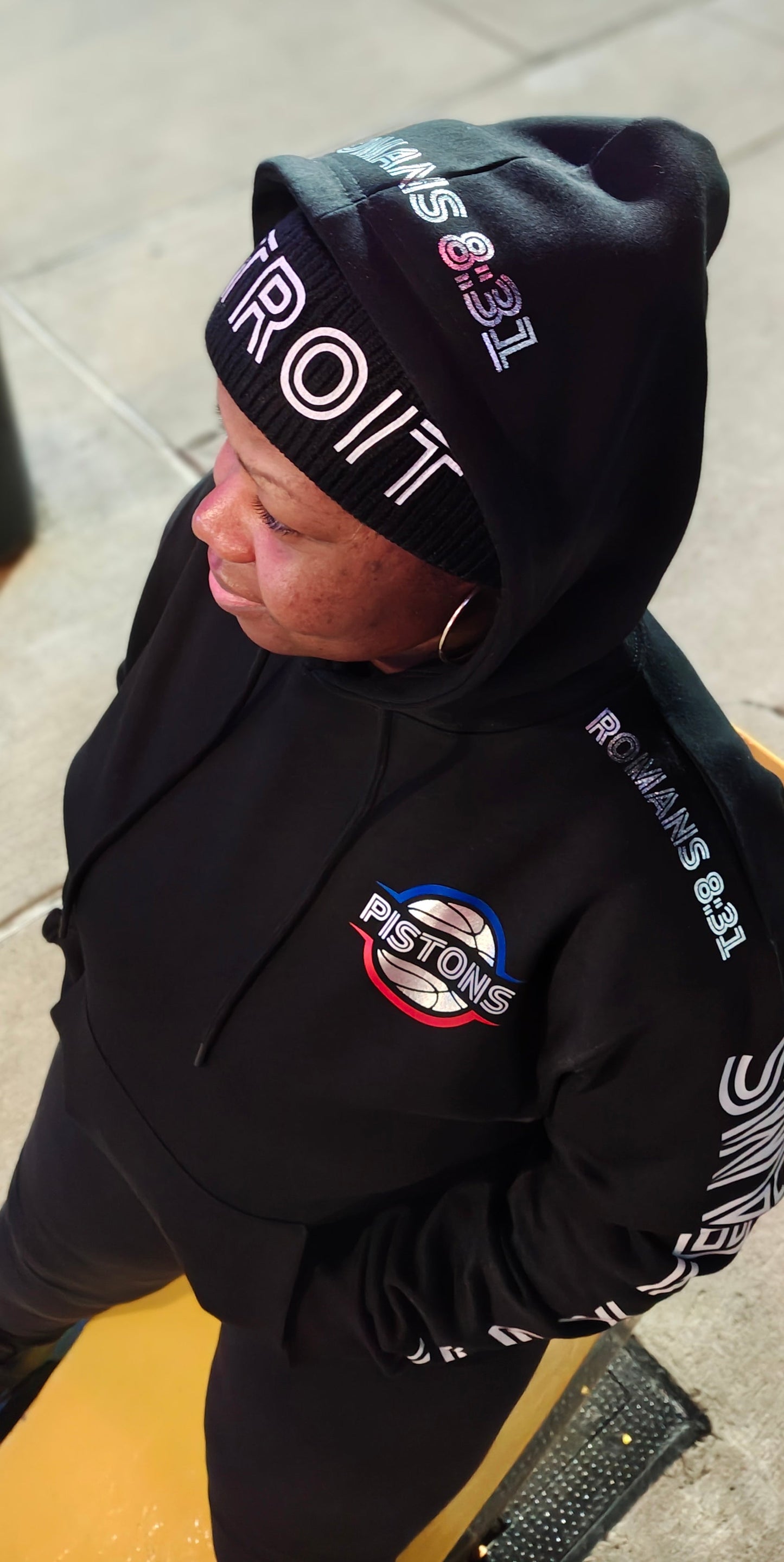 GOD x Teams Detroit Pistons Silver Metallic Premium Hoodie