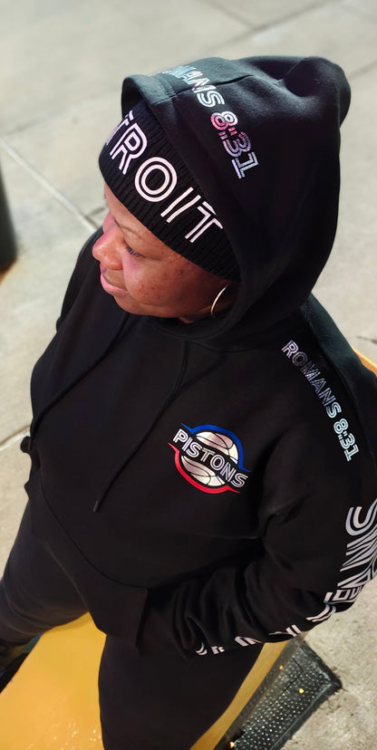 GOD x Teams Detroit Pistons Silver Metallic Premium Hoodie