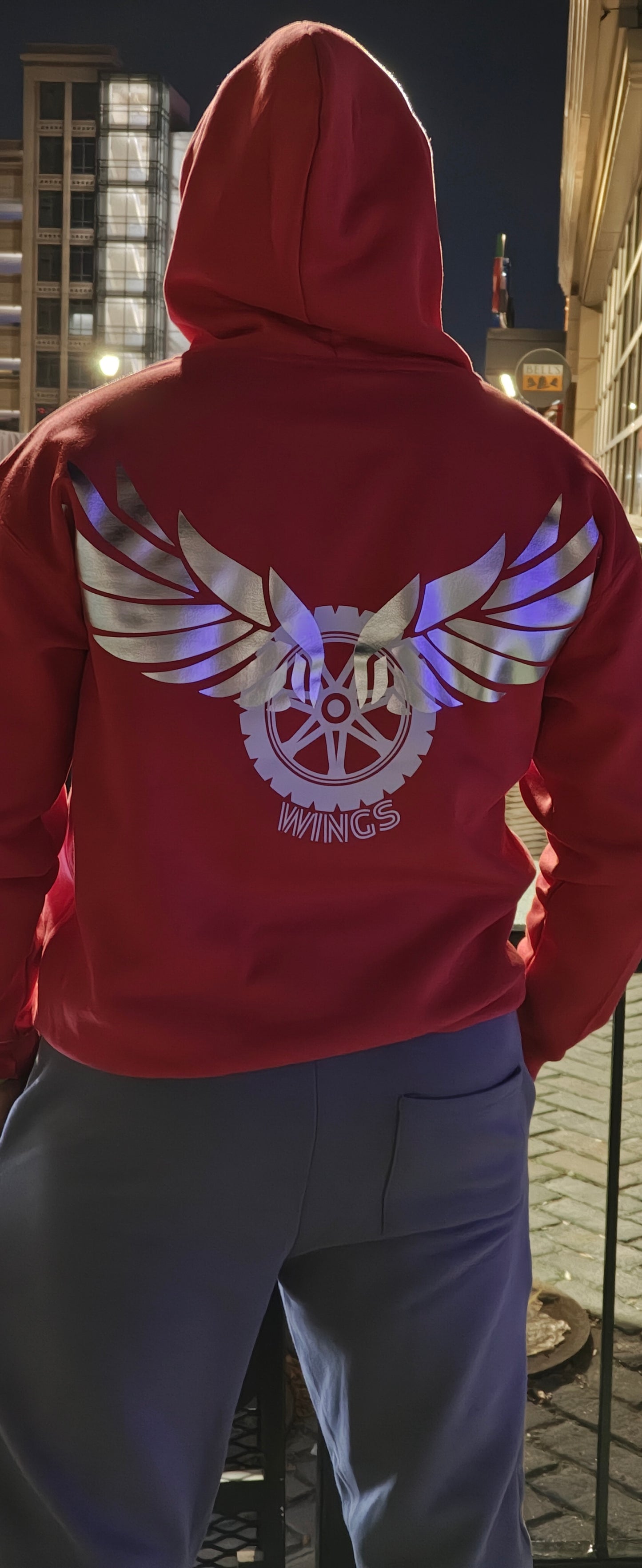 GOD x Teams Detroit Red Wings Silver Metallic Premium Hoodie