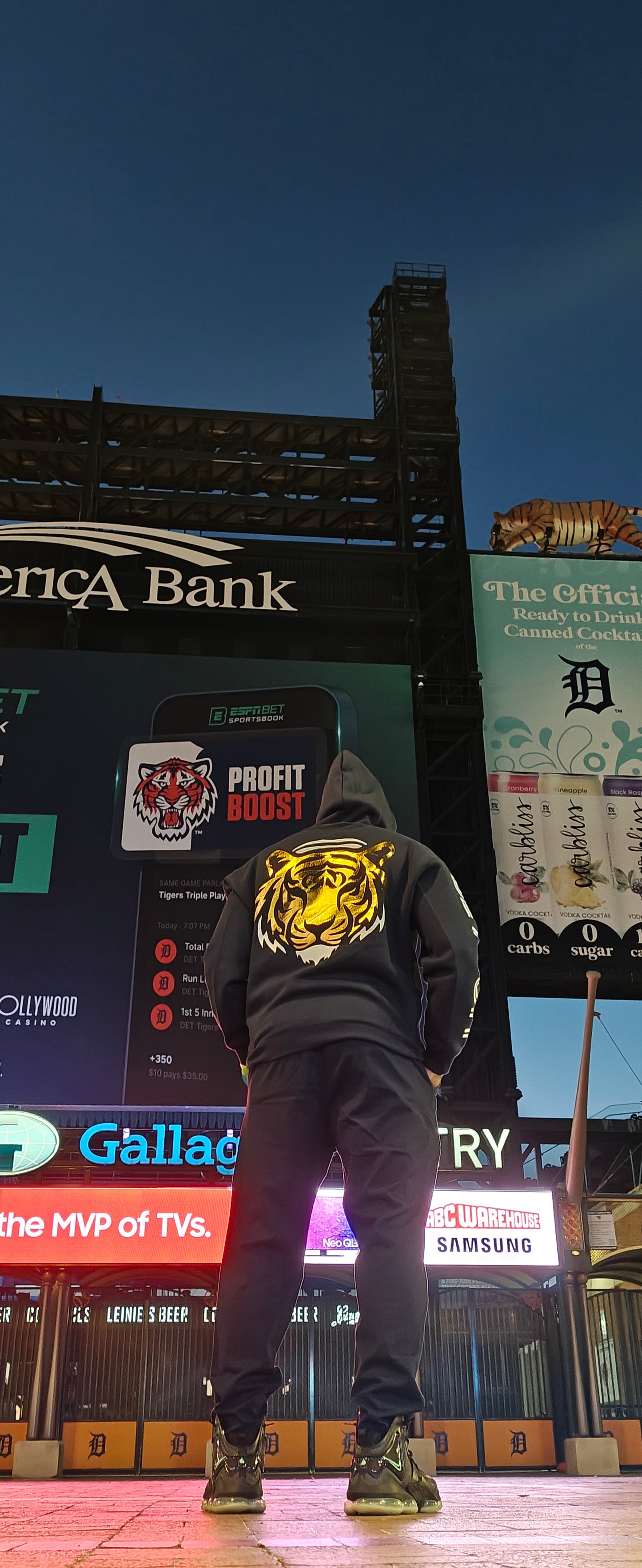 GOD x Teams Detroit Tigers Gold Metallic Premium Hoodie