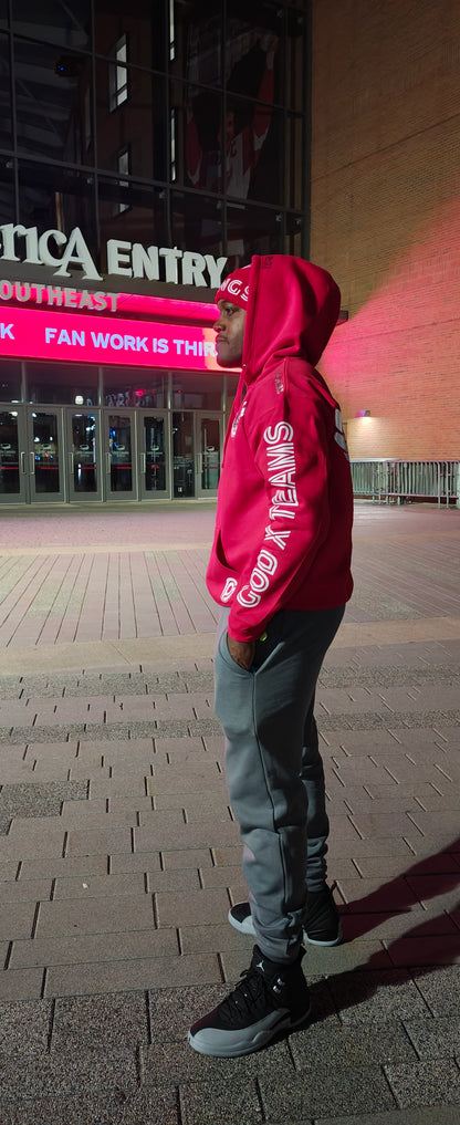 GOD x Teams Detroit Red Wings Silver Metallic Premium Hoodie